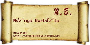 Mánya Borbála névjegykártya